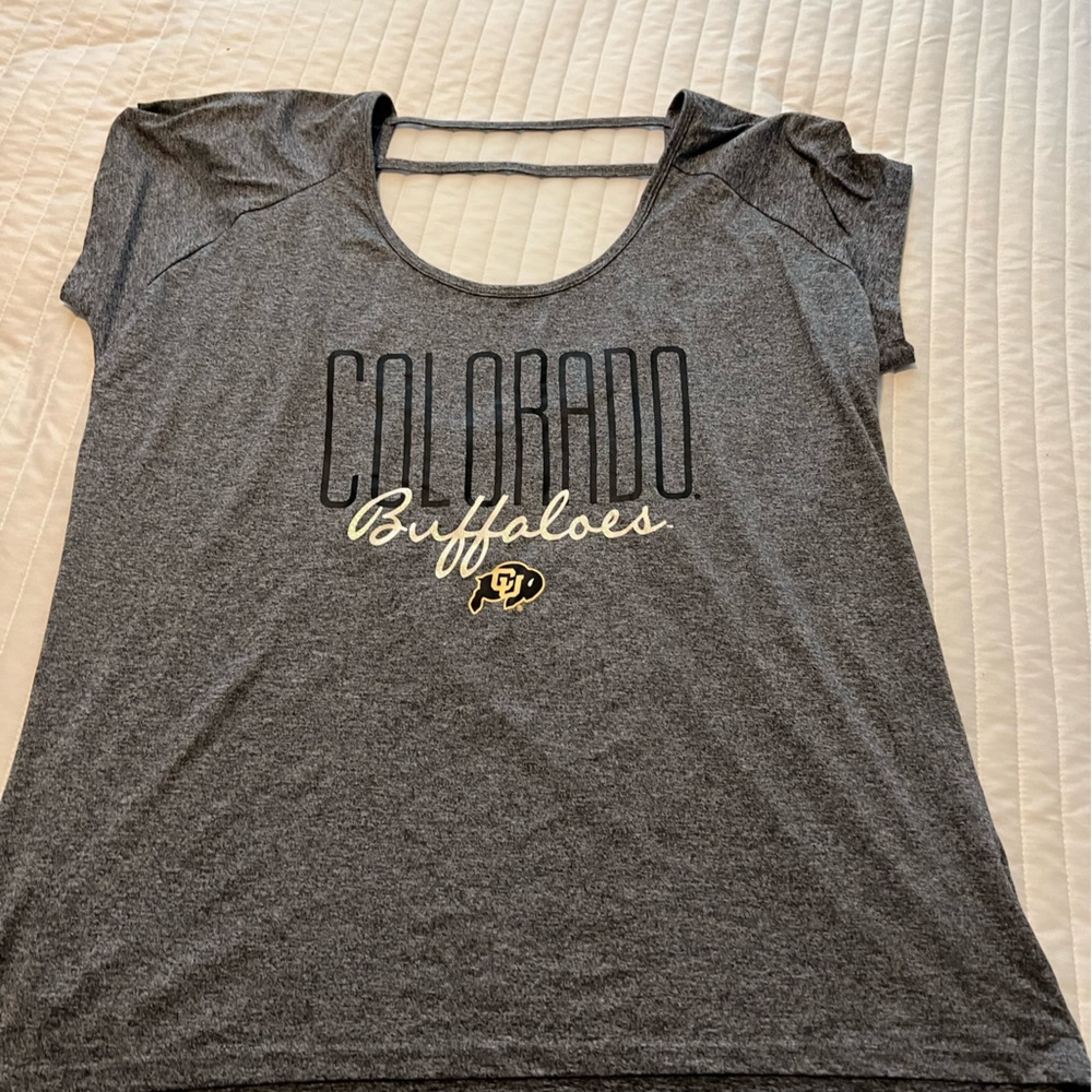 CU BUFFS Womens open back T shirt